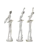 Glam Dancer Sculpture, Set of 3 - Silver