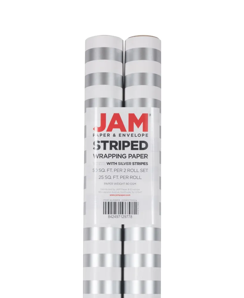 Jam Paper Silver Glitter Gift Wrapping Paper Roll - 1 Pack Of 25