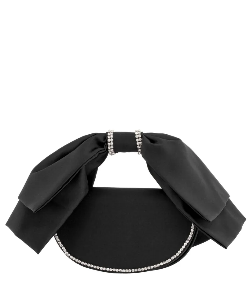 Women's Crystal Trim Satin Bow Clutch Bag