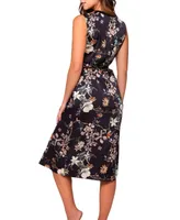 Women's Iris Slip Over Stretch Satin Floral Dress or Gown