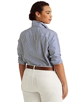 Lauren Ralph Plus-Size Striped Easy Care Cotton Shirt