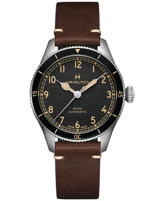 Hamilton Men's Khaki Aviation Pioneer Automatic Brown Leather Strap Watch 38mm