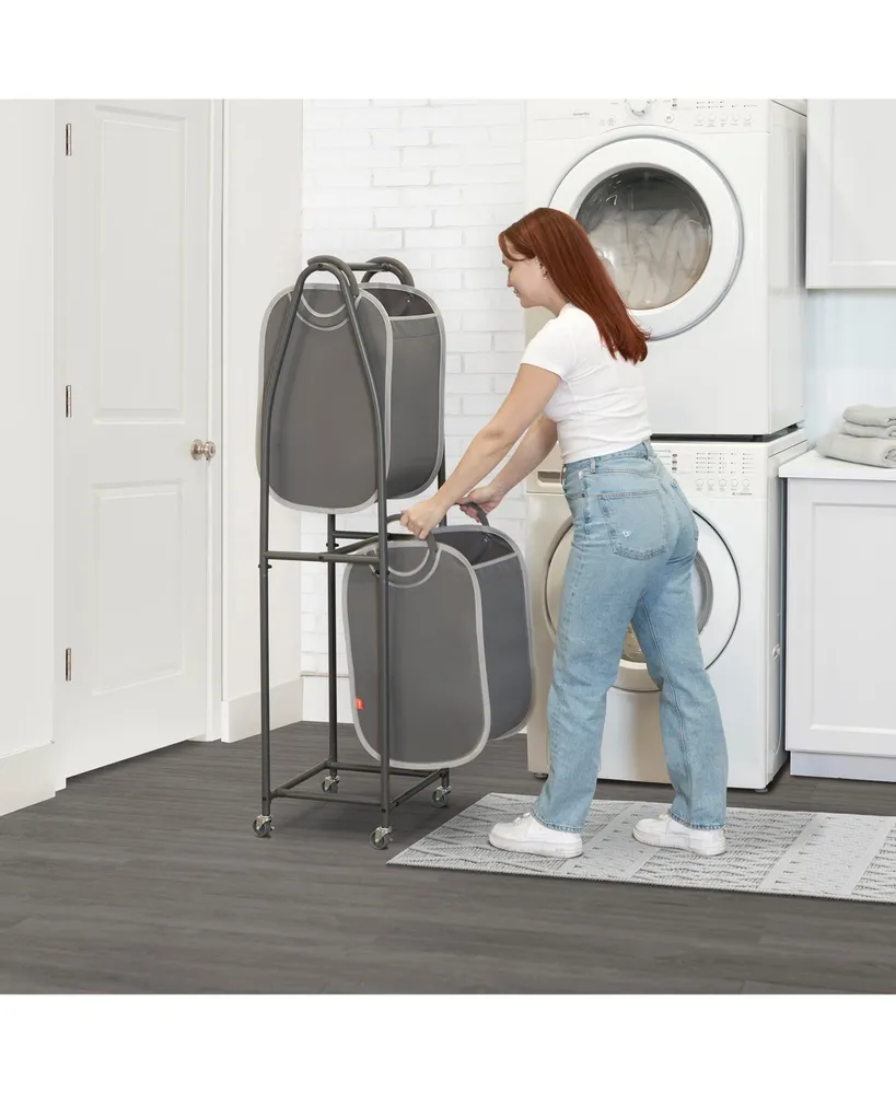Neatfreak 2-Tier Rolling Vertical Laundry Sorter with Hamper Totes & Everfresh Odor Control