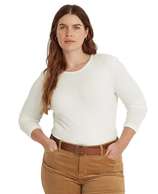 Lauren Ralph Plus Stretch Long-Sleeve Tee