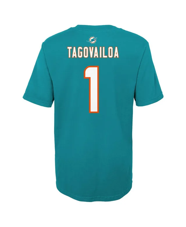 Preschool Tua Tagovailoa Aqua Miami Dolphins Mainliner Player Name & Number  T-Shirt