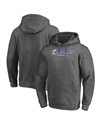 Men's Heathered Charcoal Los Angeles Rams Logo Team Lockup Pullover Hoodie