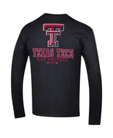 Men's Black Texas Tech Red Raiders Team Stack Long Sleeve T-shirt