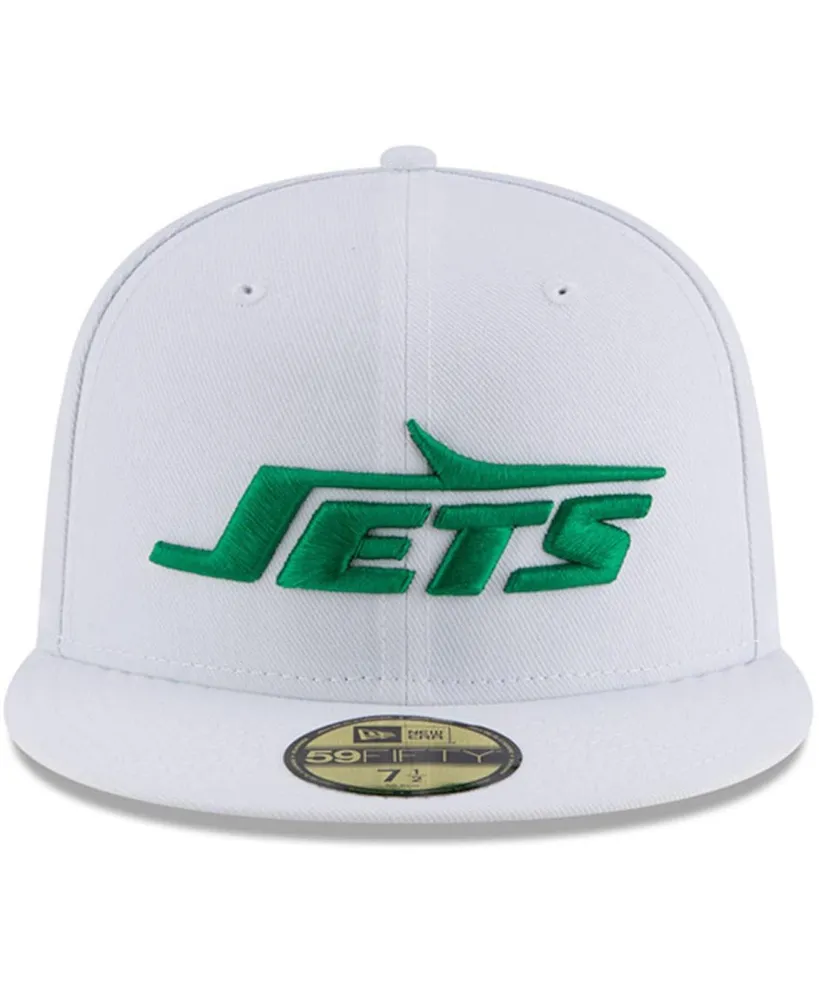 Men's White New York Jets Throwback Logo Omaha 59FIFTY Fitted Hat