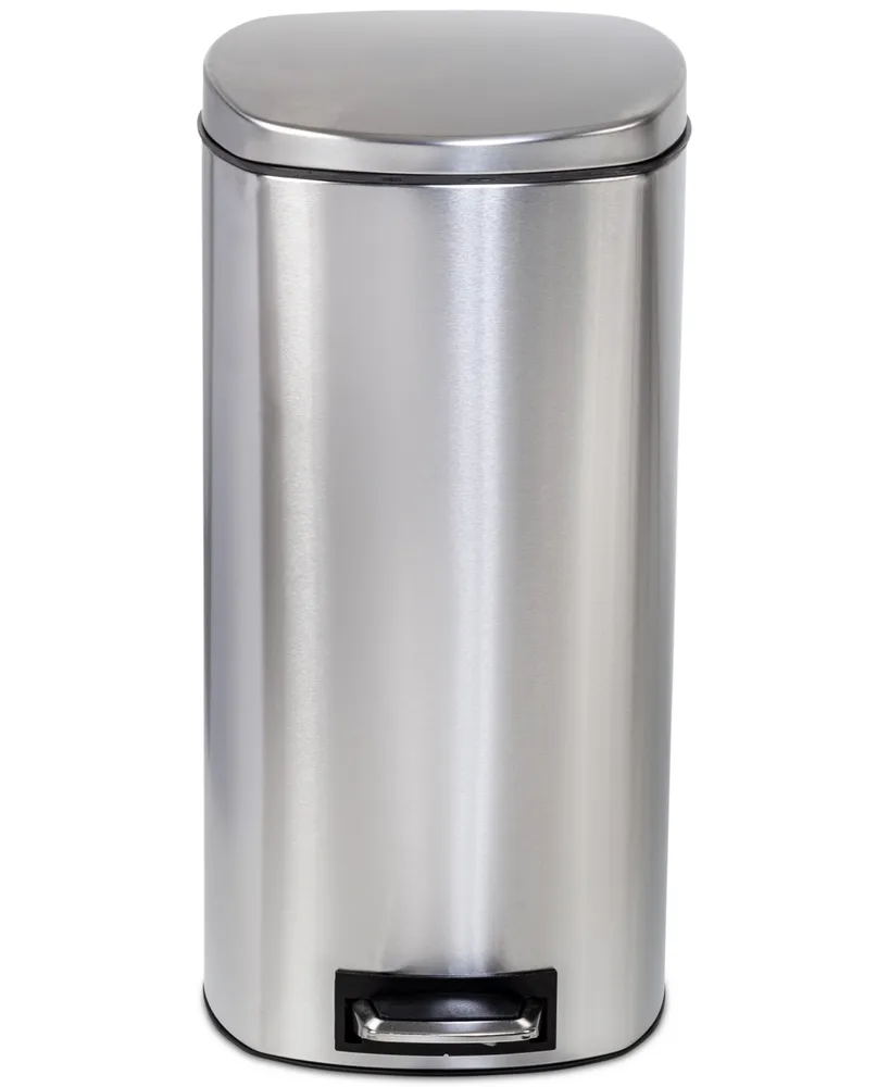 Honey Can Do 30-Liter Soft-Close Stainless Steel Step Trash Can with Lid