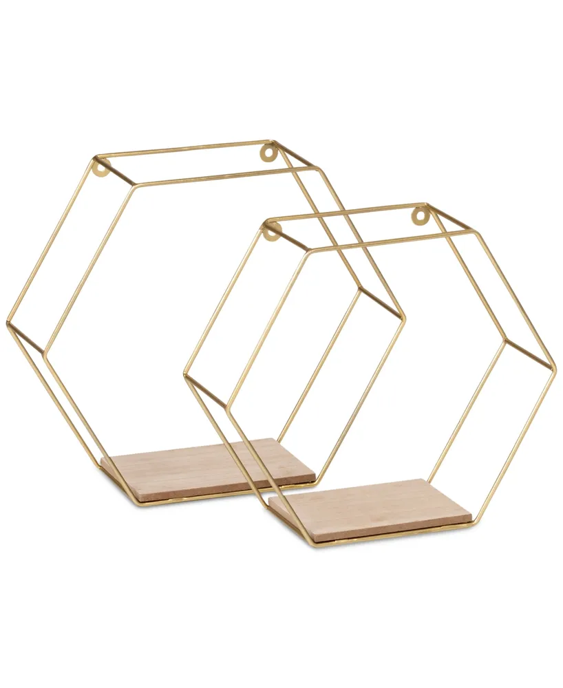 Honey Can Do Hexagonal Decorative Metal Wall Shelves, Set of 2