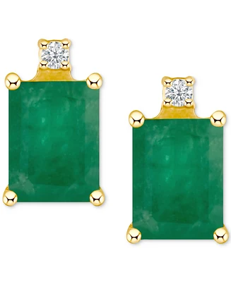 Ruby (1-3/8 ct. t.w.) & Diamond Accent Stud Earrings 14k Gold (Also Emerald, Tanzanite, Sapphire)