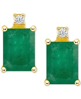 Ruby (1-3/8 ct. t.w.) & Diamond Accent Stud Earrings 14k Gold (Also Emerald, Tanzanite, Sapphire)