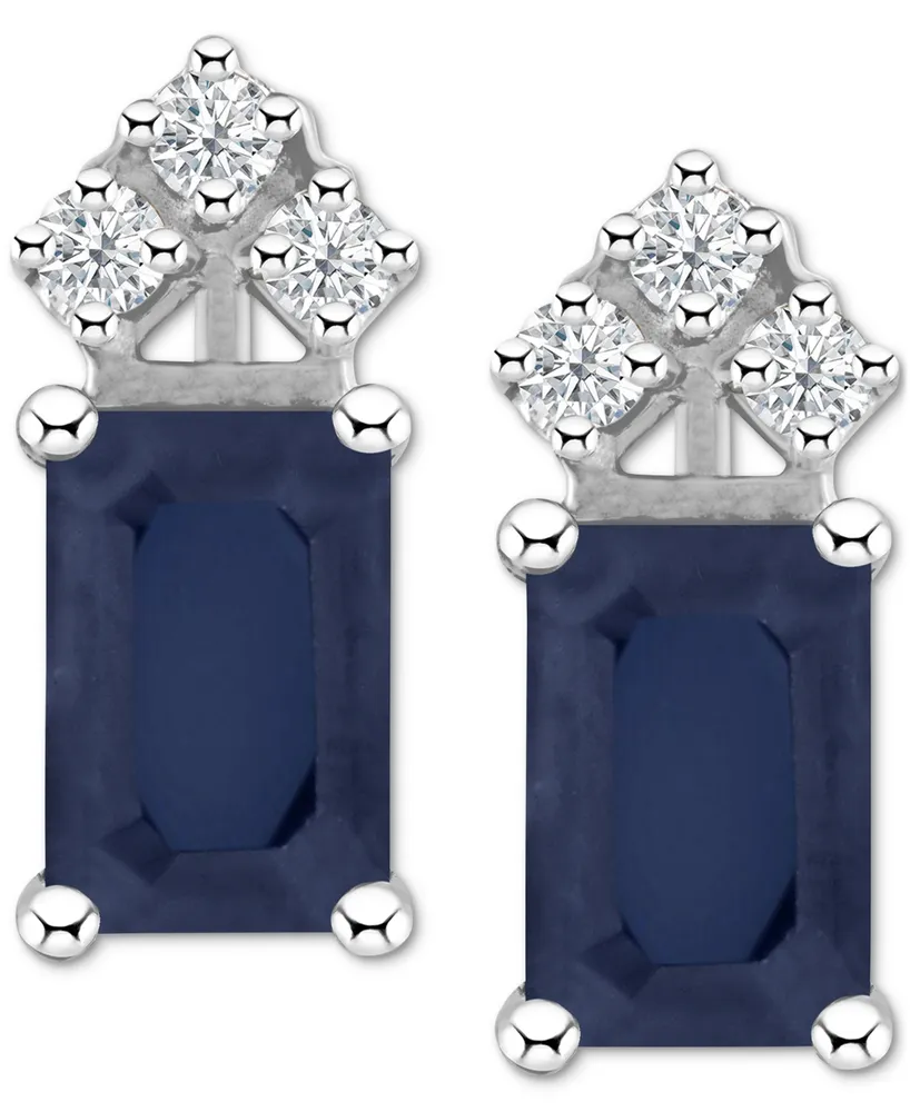 Sapphire (1-3/8 ct. t.w.) & Diamond (1/8 Crown Stud Earrings 14k Gold or White