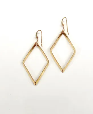 Women's Classic Dimemsional Diamond Shaped Earrings with 14K Gold Fill Earwires