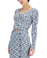 I.n.c. International Concepts Women's Space Dye Surplice Long Sleeve Sweater, Exclusively at Macy's