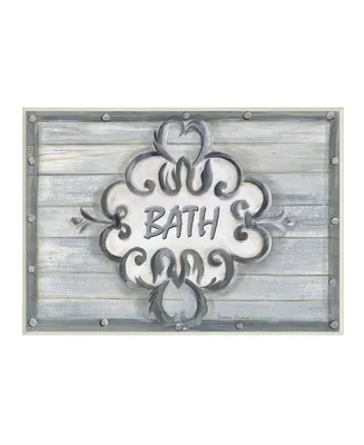 Stupell Industries Bath Gray Bead Board with Scroll Bathroom Wall Plaque Art, 10" x 15" - Multi