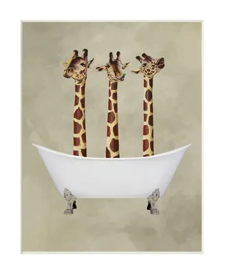 Stupell Industries Natural Palette Three Giraffe Necks in a Claw Foot Bathtub Wall Plaque Art, 10" x 15" - Multi