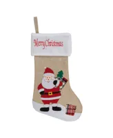 19" Burlap Merry Christmas Santa Christmas Stocking