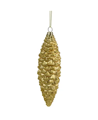 8" Glitter Accents Pine Cone Christmas Ornament - Gold