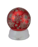 6.5" Led Lighted Shiny Snowflake Water Globe Tabletop Decoration