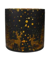 6" Deer and Pine Trees Flameless Glass Candle Holder