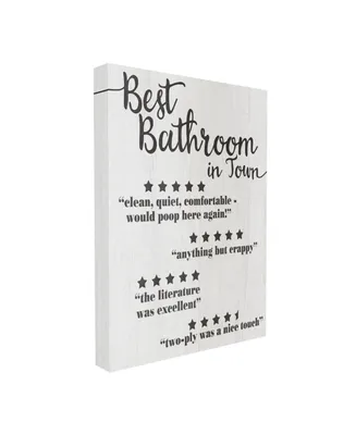 Stupell Industries Five Star Bathroom Funny Word Black and White Textured Design Stretched Canvas Wall Art, 16" x 20" - Multi