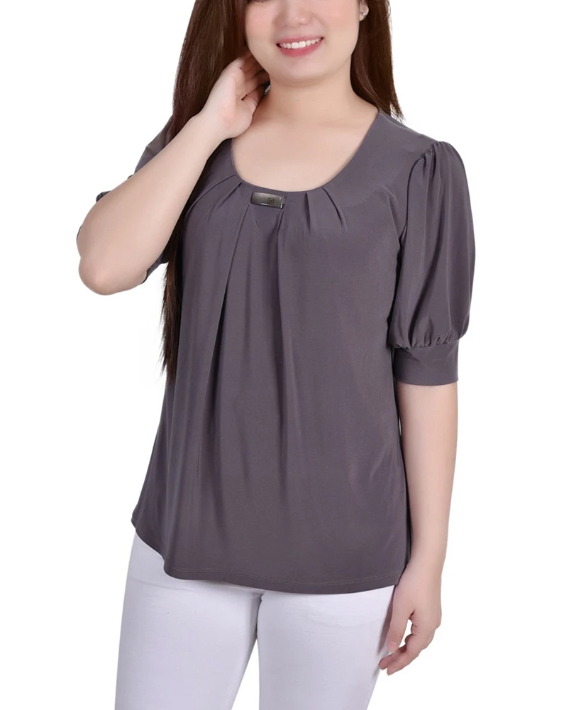 Ny Collection Petite Short Sleeve Balloon Sleeve Top