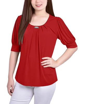 Ny Collection Petite Short Sleeve Balloon Sleeve Top