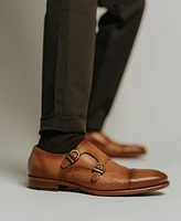 Taft Men's Lucca Embossed Floral Leather Monk Strap Dress Shoes