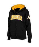 Women's Stadium Athletic Black Appalachian State Mountaineers Arched Name Full-Zip Hoodie