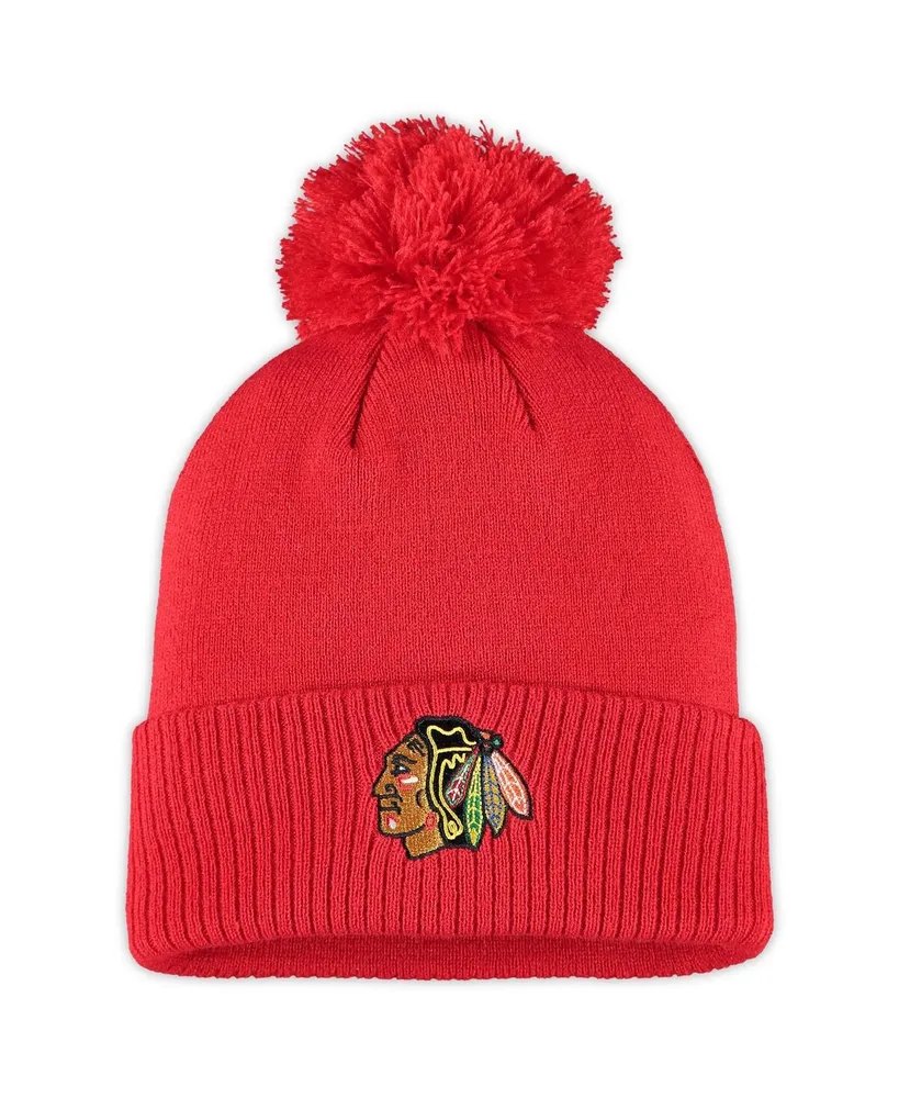 Men's Adidas Black Chicago Blackhawks COLD.RDY Cuffed Knit Hat with Pom