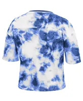 Women's Royal and White Philadelphia 76ers Hardwood Classics Tie-Dye Cropped T-shirt