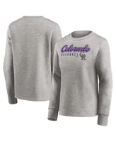 Women's Heathered Gray Colorado Rockies Crew Pullover Sweater