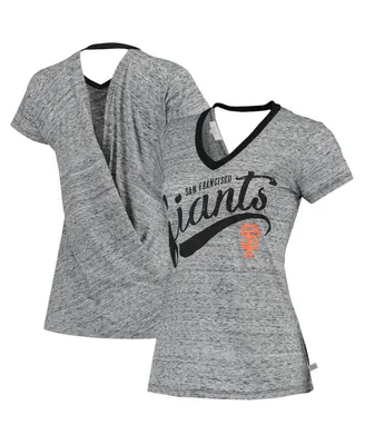 Women's Black San Francisco Giants Hail Mary V-Neck Back Wrap T-shirt