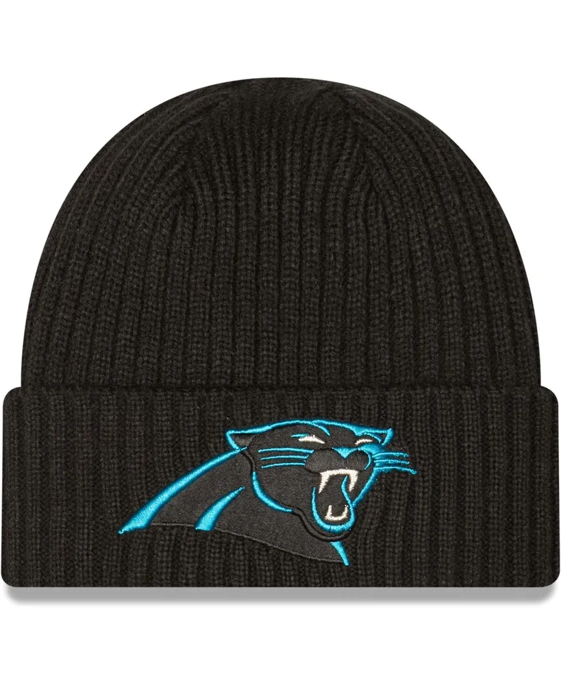 Carolina Panthers New Era Patriotic Stripe Cuffed Knit Hat with Pom - Navy