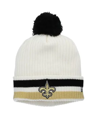 Big Boys White New Orleans Saints Retro Cuffed Knit Hat with Pom