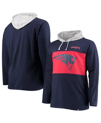 Men's Navy New England Patriots Big and Tall Logo Hoodie Long Sleeve T-shirt