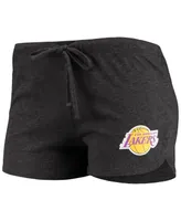 Women's Heathered Black, Purple Los Angeles Lakers Raglan Long Sleeve T-shirt and Shorts Sleep Set