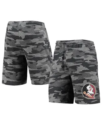 Men's Charcoal and Gray Florida State Seminoles Camo Backup Terry Jam Lounge Shorts