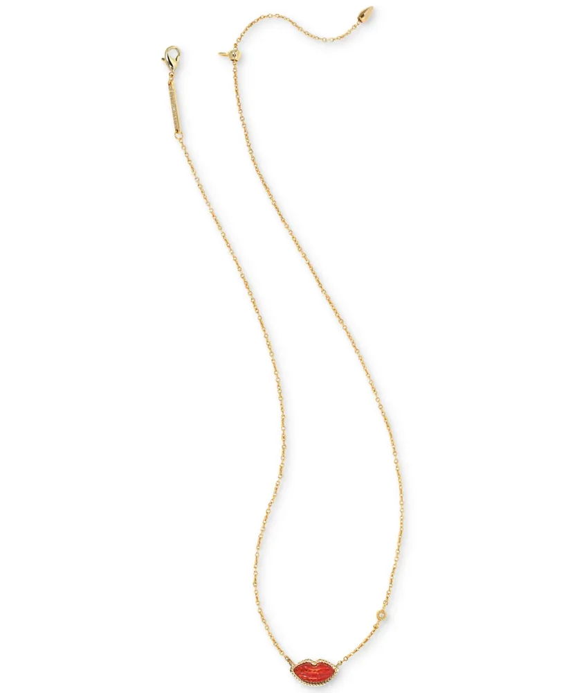 Kendra Scott 14k Gold-Plated Gemstone Lips 18" Adjustable Reversible Pendant Necklace