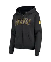 Women's Charcoal Michigan Wolverines Arched Name Full-Zip Hoodie