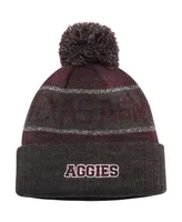 Men's Maroon and Heather Charcoal Texas A&M Aggies Below Zero Cuffed Pom Knit Hat