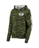 Women's Camo Green Bay Packers Raglan Full-Zip Hoodie