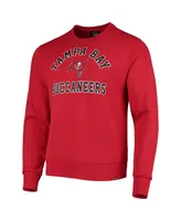 Men's Red Tampa Bay Buccaneers Varsity Arch Headline Fleece Pullover Sweatshirt