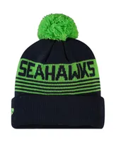 Big Boys College Navy Seattle Seahawks Proof Cuffed Knit Hat with Pom