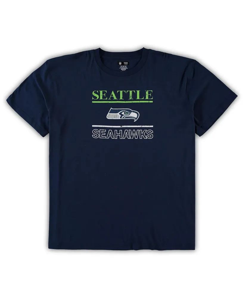Men's College Navy Seattle Seahawks Big and Tall Lodge T-shirt Pants Sleep Set
