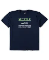 Men's College Navy Seattle Seahawks Big and Tall Lodge T-shirt Pants Sleep Set