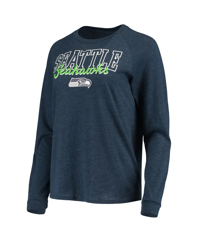 Women's College Navy Seattle Seahawks Meter Knit Long Sleeve Raglan Top and Shorts Sleep Set