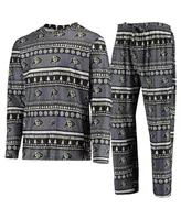 Men's Black Colorado Buffaloes Ugly Sweater Long Sleeve T-shirt and Pants Sleep Set