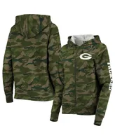 Women's Camo Green Bay Packers Raglan Full-Zip Hoodie